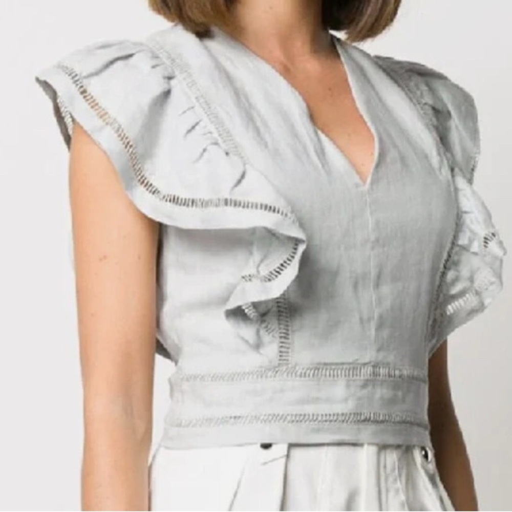 Isabel Marant Light Gray Ruffle Blouse